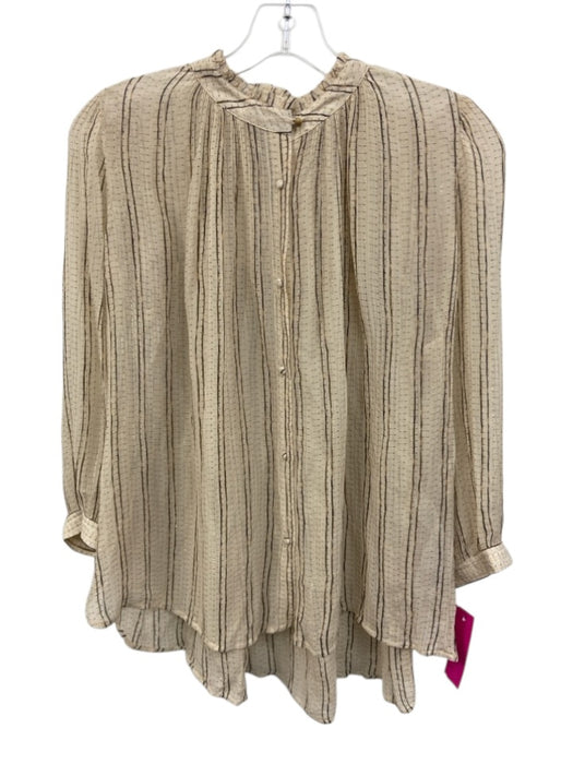 sessun Size S Beige, Gold, Brown Viscose Blend Stripe Long Sleeve Top Beige, Gold, Brown / S