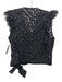 Suncoo Size M Black Organic Cotton Eyelet Lace Wrap Ruffle Cap Sleeve Top Black / M