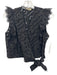 Suncoo Size M Black Organic Cotton Eyelet Lace Wrap Ruffle Cap Sleeve Top Black / M