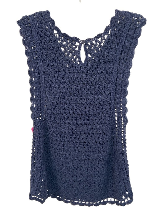 Caballero Size S Navy Blue Acrylic Blend Chunky Knit scallop trim Sleeveless Top Navy Blue / S