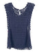 Caballero Size S Navy Blue Acrylic Blend Chunky Knit scallop trim Sleeveless Top Navy Blue / S