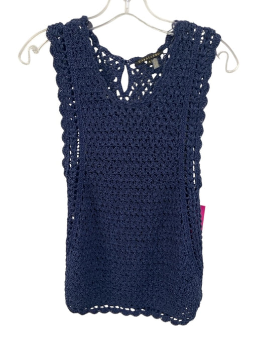 Caballero Size S Navy Blue Acrylic Blend Chunky Knit scallop trim Sleeveless Top Navy Blue / S