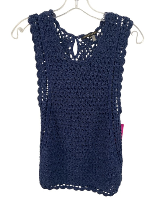 Caballero Size S Navy Blue Acrylic Blend Chunky Knit scallop trim Sleeveless Top Navy Blue / S