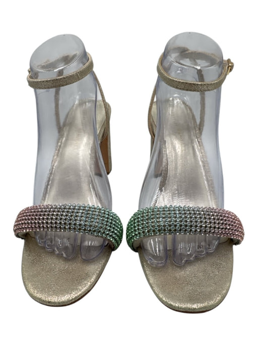 Loeffler Randall Shoe Size 8.5 pale gold & multi Leather Rhinestone Sandals pale gold & multi / 8.5