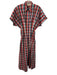 Exquise Size XS Brown, Blue & Pink Cotton Blend Plaid Short Dolman Sleeve Dress Brown, Blue & Pink / XS