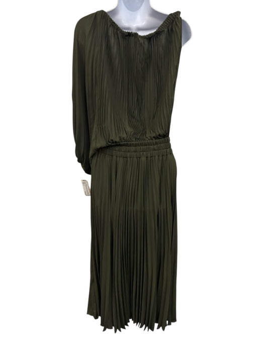 A.L.C. Size S Army Green Polyester Accordion Pleats One Shoulder Dress Army Green / S
