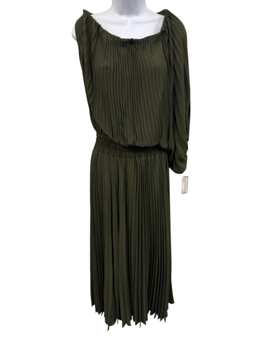 A.L.C. Size S Army Green Polyester Accordion Pleats One Shoulder Dress Army Green / S