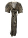 Ganni Size 32 Brown & Beige Cotton Leopard Short Sleeve Tie Detail Dress Brown & Beige / 32