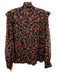 Misa Size XS Black, Red & Pink Polyester Blend Metallic Thread Floral Top Black, Red & Pink / XS
