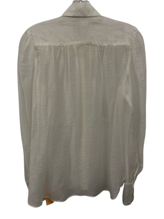 Secular Size XS Cream White Tencel Semi Sheer Long Sleeve Button Up Shirt Top Cream White / XS