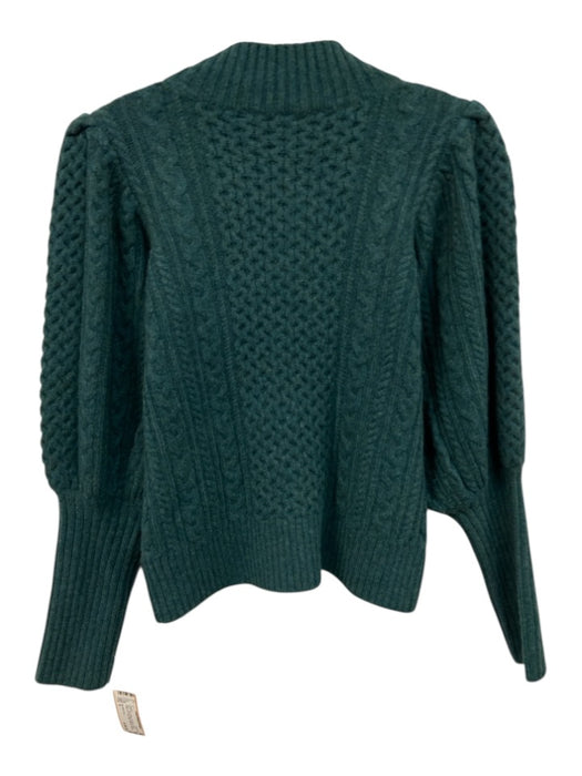 Sea New York Size S Teal Blue Wool Cable Knit High Neck Balloon Sleeve Sweater Teal Blue / S