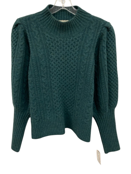 Sea New York Size S Teal Blue Wool Cable Knit High Neck Balloon Sleeve Sweater Teal Blue / S