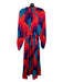Rhode Size M Red, Blue, Purple Viscose High Neck abstract shapes Midi Dress Red, Blue, Purple / M