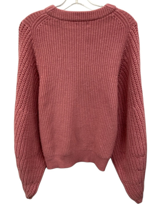 Staud Size S Pink Wool Blend Ribbed Knit Long Balloon Sleeve Pullover Sweater Pink / S