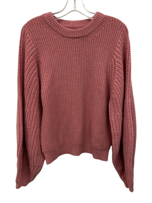 Staud Size S Pink Wool Blend Ribbed Knit Long Balloon Sleeve Pullover Sweater Pink / S