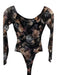 L'agence Size S Black & Pink Nylon Blend Mesh Floral Boat Neck Bodysuit Black & Pink / S