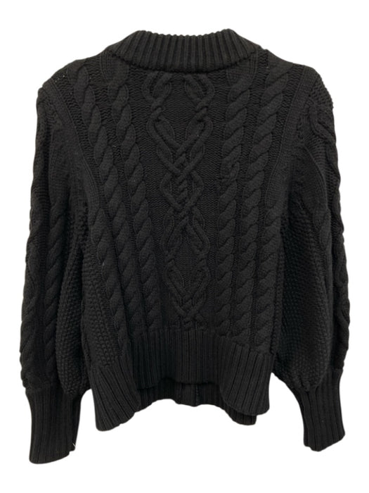 Tuckernuck Size S Black Cotton Blend Cable Knit Ribbed Hem Button Front Sweater Black / S