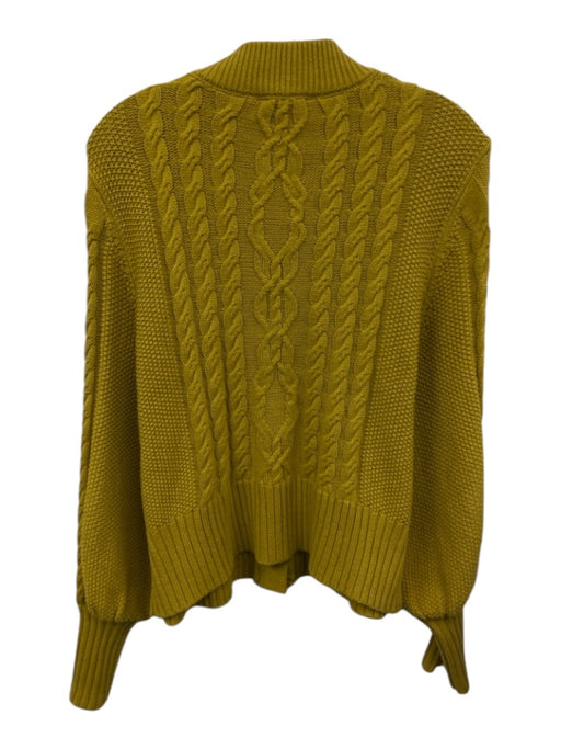 Tuckernuck Size S Chartreuse Yellow Cotton Blend Cable Knit Ribbed Hem Sweater Chartreuse Yellow / S
