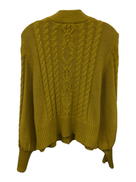 Tuckernuck Size S Chartreuse Yellow Cotton Blend Cable Knit Ribbed Hem Sweater Chartreuse Yellow / S