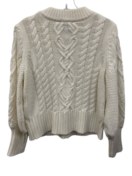 Tuckernuck Size S Cream White Cotton Blend Cable Knit Ribbed Hem Sweater Cream White / S