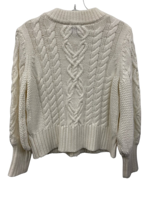 Tuckernuck Size S Cream White Cotton Blend Cable Knit Ribbed Hem Sweater Cream White / S