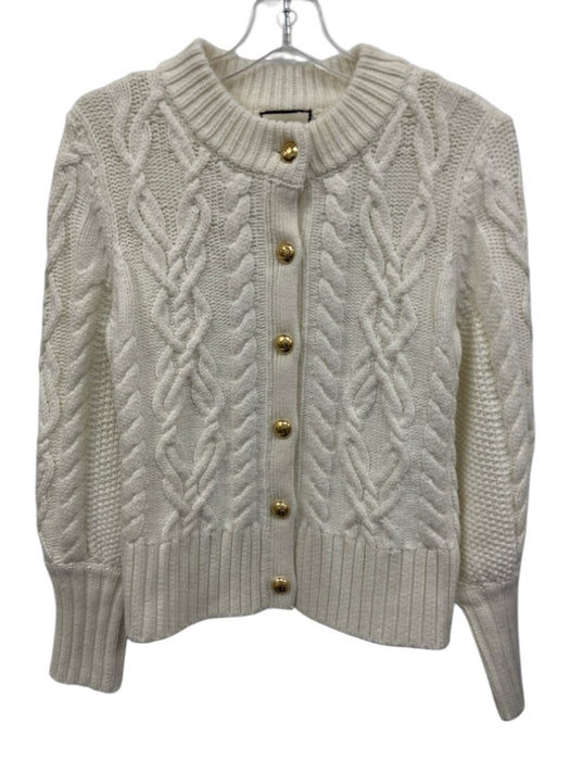 Tuckernuck Size S Cream White Cotton Blend Cable Knit Ribbed Hem Sweater Cream White / S