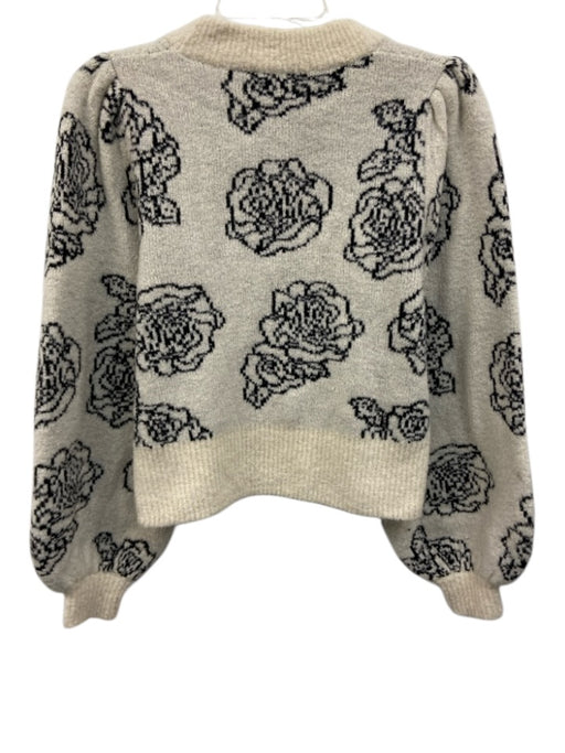 Baum und Pferdgarten Size XS Cream White & Black Wool Blend Floral Motif Sweater Cream White & Black / XS