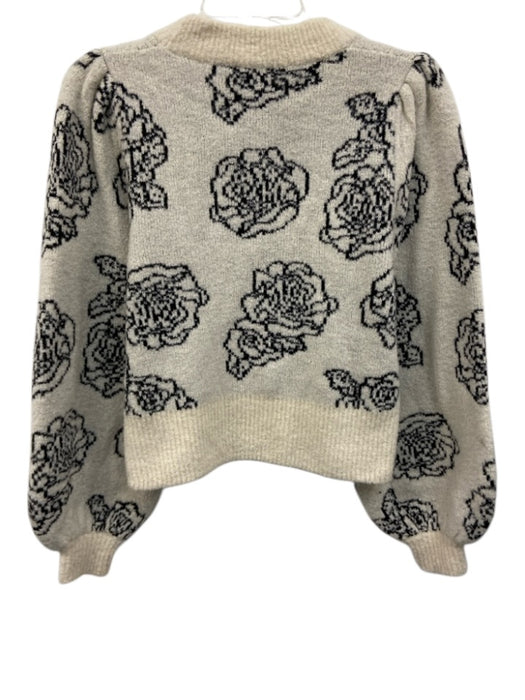 Baum und Pferdgarten Size XS Cream White & Black Wool Blend Floral Motif Sweater Cream White & Black / XS
