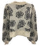 Baum und Pferdgarten Size XS Cream White & Black Wool Blend Floral Motif Sweater Cream White & Black / XS