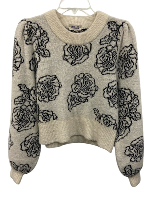Baum und Pferdgarten Size XS Cream White & Black Wool Blend Floral Motif Sweater Cream White & Black / XS