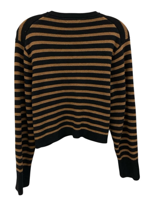 J. Crew Size XS Black & Brown Cotton Knit Striped Button Front Cardigan Sweater Black & Brown / XS