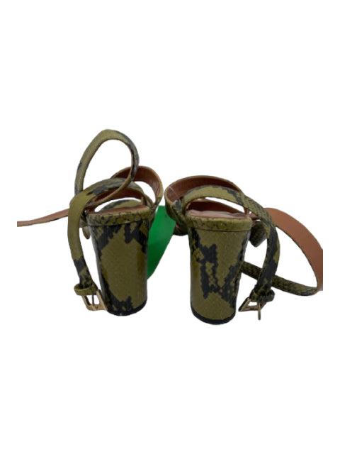 Paris Texas Shoe Size 38.5 Green, Black, Brown Faux snake Ankle Strap Sandals Green, Black, Brown / 38.5