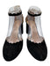 Chloe Shoe Size 38.5 Black Leather Upper Suede Scalloped Edge Ankle Buckle Pumps Black / 38.5