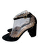 Chloe Shoe Size 38.5 Black Leather Upper Suede Scalloped Edge Ankle Buckle Pumps Black / 38.5