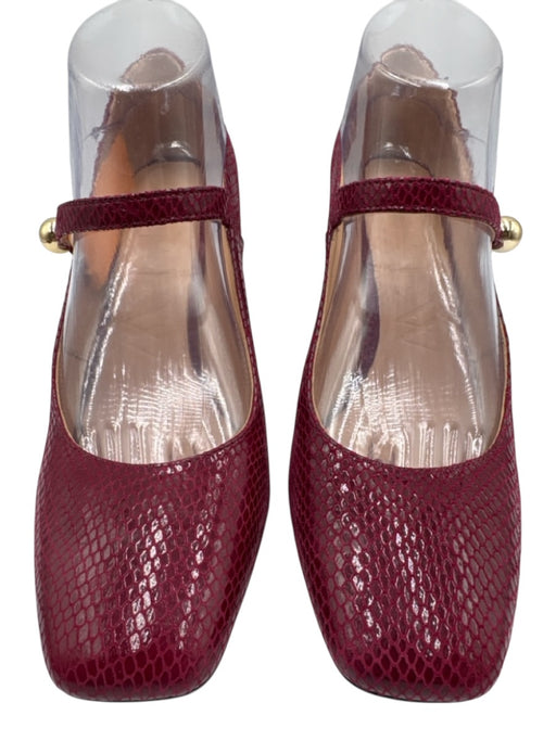 J. Crew Shoe Size 8.5 Burgundy Red Leather Upper Snakeskin Embossed Pumps Burgundy Red / 8.5