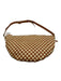 Clare V Cream White & Brown Leather Checkered Woven Zip Close Belt Bag Bag Cream White & Brown