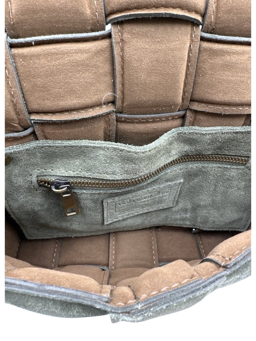 Viola Castellani Milano Sage green Leather Suede Woven Flap Top Crossbody Bag Sage green