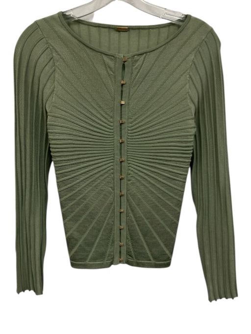 Cult Gaia Size S Sage green Viscose Blend Ribbed Knit Hook & Eye Front Top Sage green / S