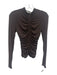A.L.C. Size S Dark Brown Viscose Blend Long Sleeve Ruched Mock Neck Drape Top Dark Brown / S