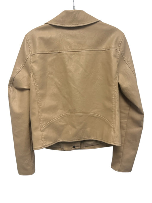 By Anthropologie Size S Beige PU Leather Zip Front Zip Pocket Moto Jacket Beige / S