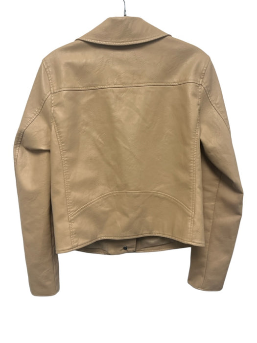 By Anthropologie Size S Beige PU Leather Zip Front Zip Pocket Moto Jacket Beige / S