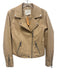 By Anthropologie Size S Beige PU Leather Zip Front Zip Pocket Moto Jacket Beige / S