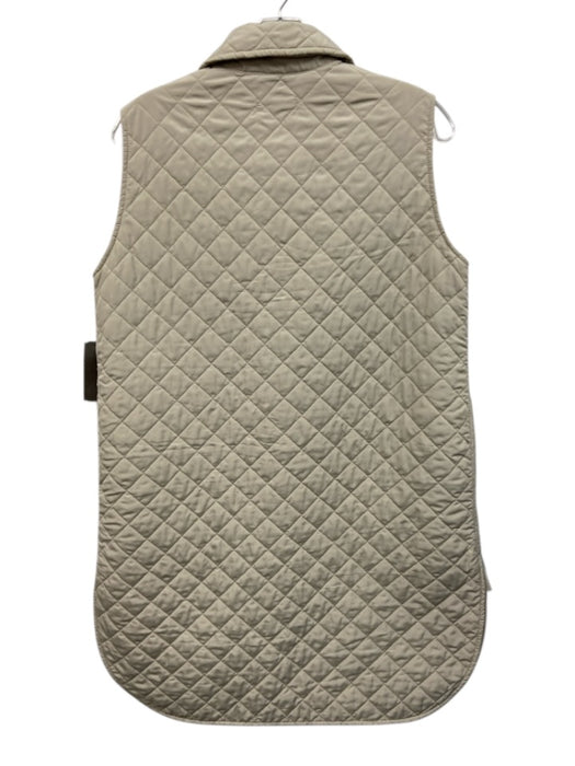 Ann Mashburn Size Small Light Gray Polyester Snap Button Quilted Collar Vest Light Gray / Small