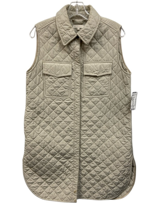 Ann Mashburn Size Small Light Gray Polyester Snap Button Quilted Collar Vest Light Gray / Small