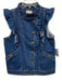 Sezane Denim Size Small Dark Wash Cotton Button Front Ruffles Cap Sleeve Vest Dark Wash / Small
