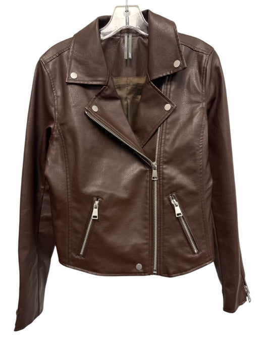 By Anthropologie Size Small Dark Brown Polyester Long Sleeve Zip Front Jacket Dark Brown / Small