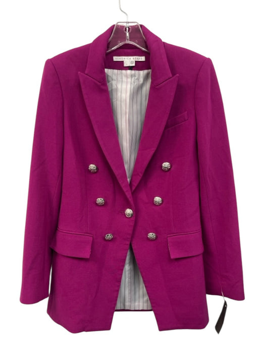 Veronica Beard Size 2 Magenta Pink Polyester Blend Long Sleeve One Button Jacket Magenta Pink / 2