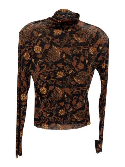 Banana Republic Size Small Black, Brown, Yellow Nylon Blend Long Sleeve Mesh Top Black, Brown, Yellow / Small