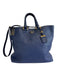 Prada Navy Blue Leather Top Handle Triangle Logo Crossbody Strap Tote Bag Navy Blue / XL