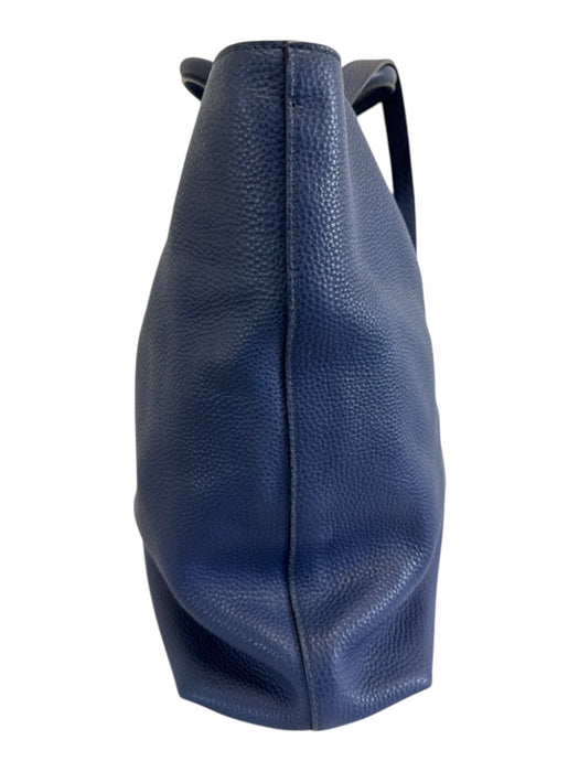 Prada Navy Blue Leather Top Handle Triangle Logo Crossbody Strap Tote Bag Navy Blue / XL